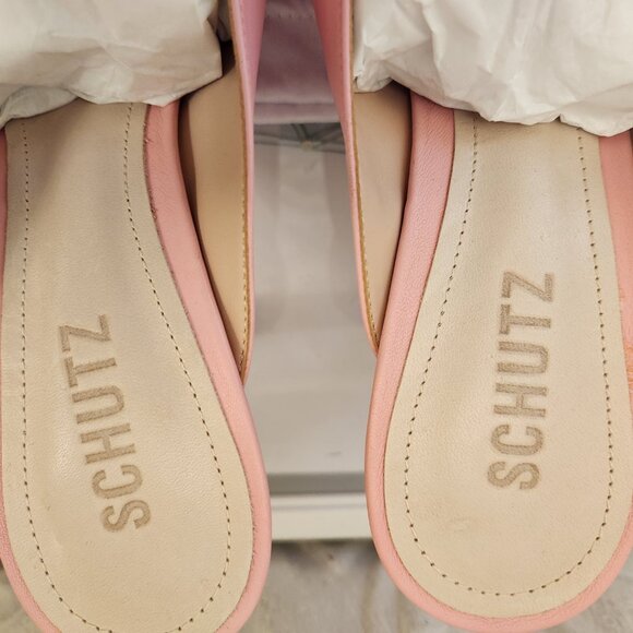 Schutz Women's Agape Slide Heeled Sandals in Rose. Leather. NIB. Size 10 - Picture 5 of 13
